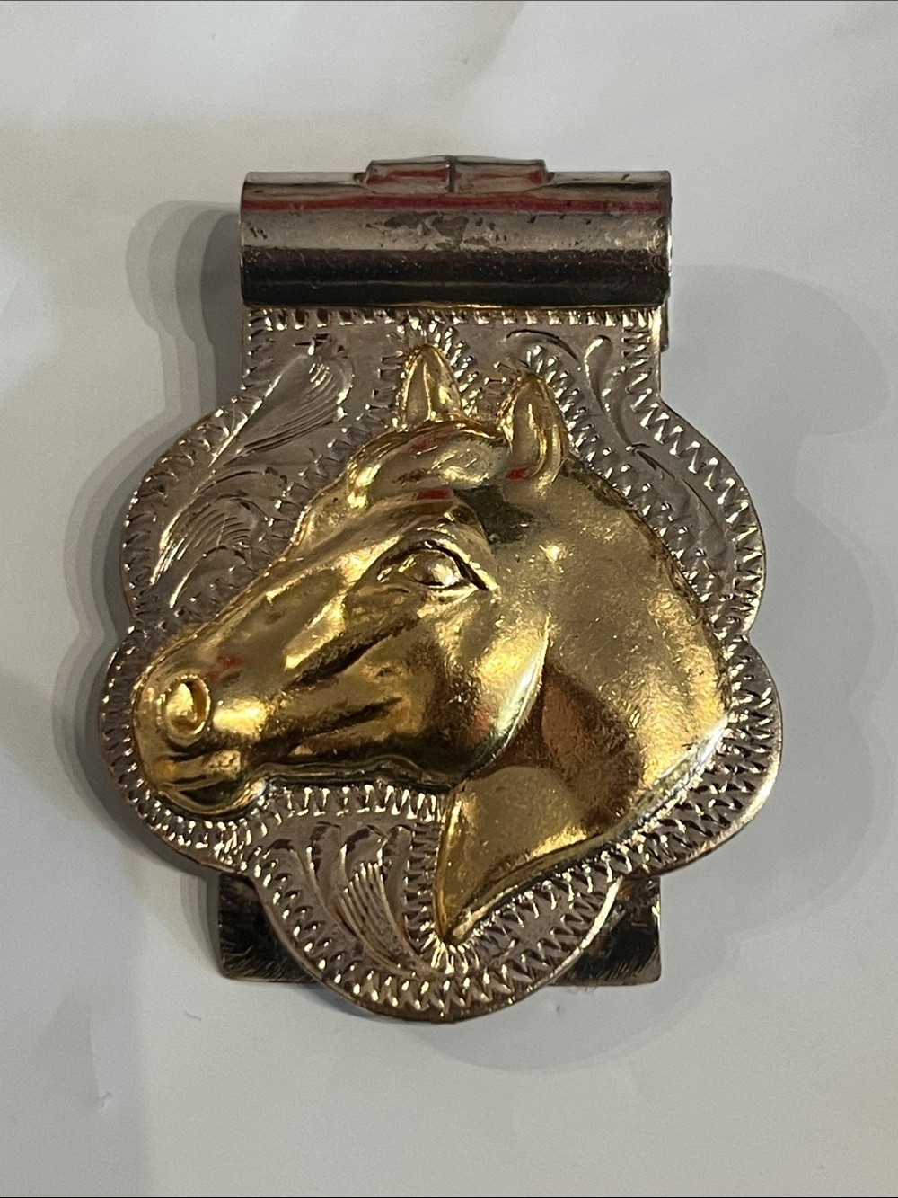 ALPACA MEXICO SILVER MONEY CLIP, horse in GOLDTONE